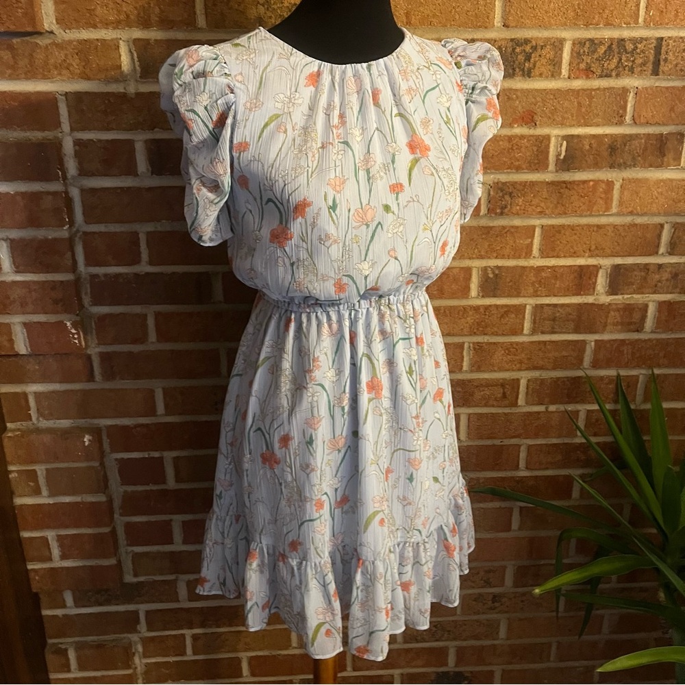 Banana Republic Women 4P Floral Puff Sleeve Dress Romantic Cottagecore Garden